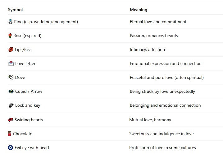 Besides the heart, many other symbols represent love