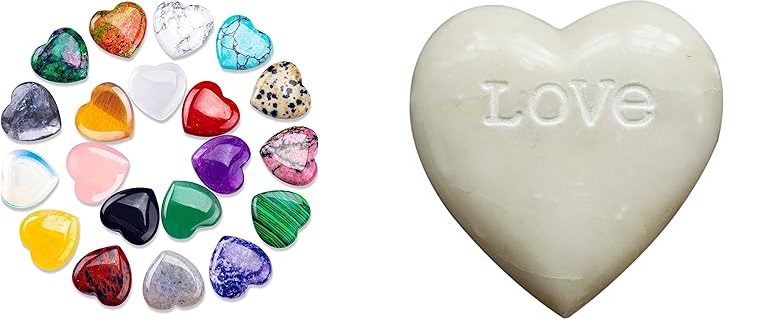 Crystals Heart Stone Valentines Gifts for Her & Meditation