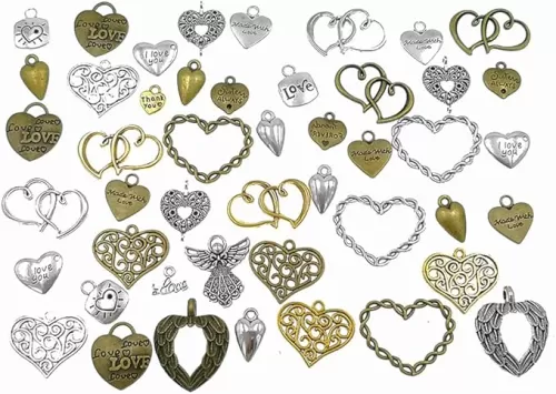 100 Grams Assorted Love Heart Shape Punk Steampunk Charm Pendant Connector for DIY Necklace Bracelet Jewelry Making Accessories
