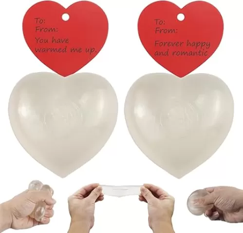 2 Packs Heart-Shaped Stress Balls for Kids Fidget Toys Adults, Color-Changing Silicone Stress Relief Toys, Slow Rebound Sensory Toys for Kids with Autism, Birthday Gifts Party Favors