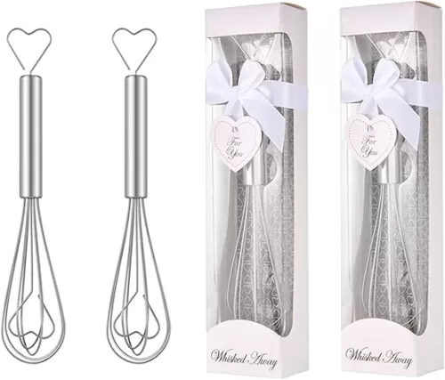 2 Pcs Heart Shaped Egg Beater Mini Stainless Steel Manual Whisk Individual Package Wedding Party Souvenir Baby Shower Favors
