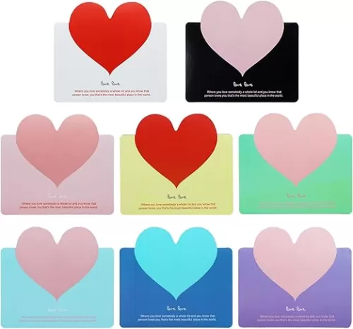 20PCS Heart Shaped Gift Cards Greeting Cards Love Notes Foldable for Him Her Couples Husband Wife Mother Father Valentine’s Day Birthday Holiday Wedding Party Anniversary I Love You Card