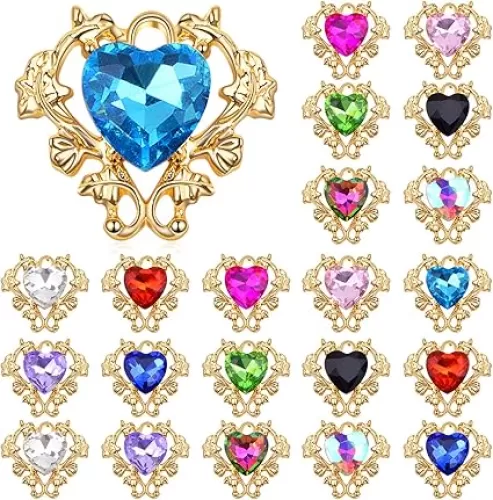 22pcs 11 Colors Heart Shaped Rhinestone Charms Alloy Love Heart Crystal Bead Dangle Pendants Craft Supplies for DIY Bracelet Necklace Earrings Jewelry Making Decor