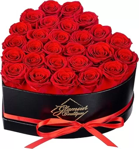 27 Flower Forever Heart Shape Box - Preserved Roses Gift for Her, Preserved Flowers, Red