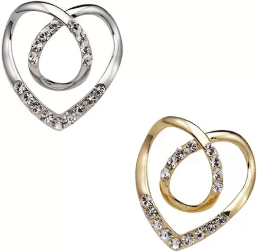 2Pcs Heart Rhinestone Scarf Buckles Hollow Crystal Love Heart Scarves Clips for Scarf Brooch T-shirt Decorative Buckle Ring Clip Jewelry Gift