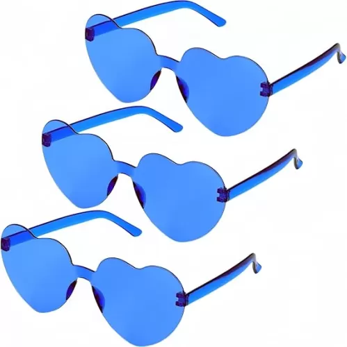 3 Pair Heart Shape Sunglasses for Women, Valentine, Mardi, Gras, Summer Women's Party Favor
