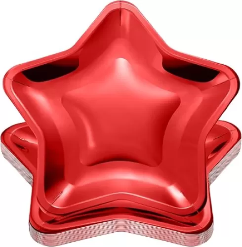 30 Pieces Thick Star Shaped Paper Plates Disposable Party Plate Pentagram Dinnerware Decorations for Graduation Independence Day Wedding Birthday Baby Shower, 9.45 Inch(Red, 30 Pieces)