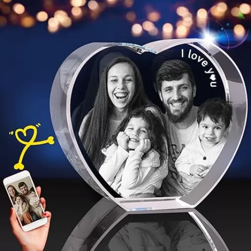 3D Crystal Photo, Personalized Gift. Custom Gifts for Dad and Mom, Him, Her, Wife and Husband. Custom Picture Gifts for Fathers Day, Anniversary, Birthday. Picture Gift for Pet Lovers