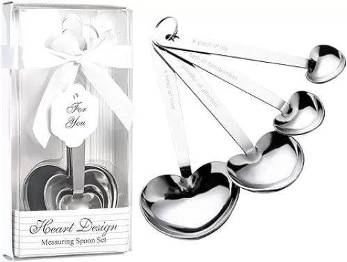 40 Packs Love Heart Shape Design Measuring Spoons Set for Bridal Shower Party or Wedding Favors, Gifts or Souvenirs to Guests with Handmade Gift Boxes, Christmas/Holiday Party Decor