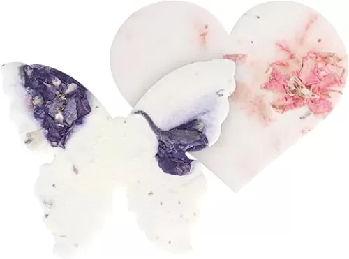 48pcs Plantable Seed Paper – 24 Heart & 24 Butterfly Embedded with Wildflower Seeds for Bridal Shower, Wedding Gift, Birthday, & Other Milestone Celebrations