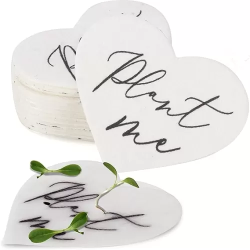 50 Plantable Wildflower Paper, Ecological Heart Shaped Babyshower Favors for Guests - Bridal Funeral Memorial Plantable Gifts NO Cards