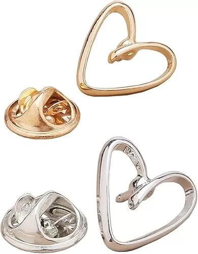 6 PCS Modesty Pins - Heart/Silver or Flower/Gold, Dainty Pins for Scarf, Bag, Pocket, Dress or Cardigan