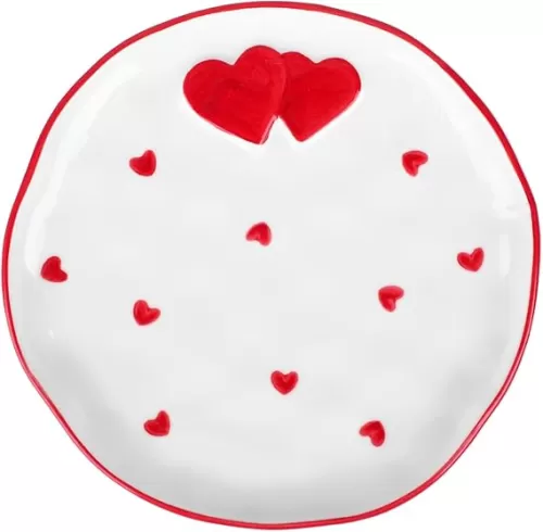 7" Heart Plates Ceramic Serving Plates Dessert PLATES Valentine's Day Dinner Platter Porcelain Salad Platter Dinnerware for Valentine's Day