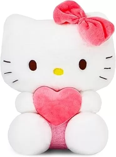9" Cat Plush with Hearts Love, Kawaii Cat Stuffed Animal Pillow Soft Animal Stuffy Doll Toys Valentine’s Day Gifts for Girlfriend (Heart-D) (White)