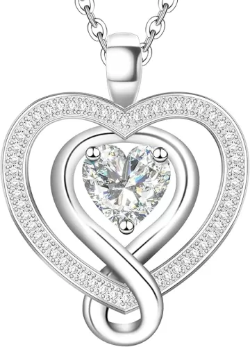 925 Sterling Silver Heart Necklace - Elegant Silver Jewelry for Women - Heart Pendant for Birthday, Anniversary - Ideal for Wife, Mom, Girlfriend