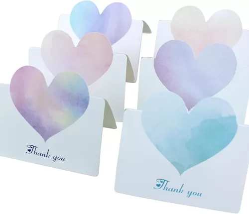 96 PCS Thank You Cards Dreamy Heart Shaped Gift Cards Foldable Greeting Cards for Engagement Business Baby Shower Wedding Graduation Bridal Shower