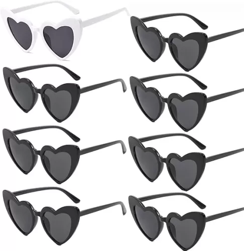 AEAHALY Pink White Black Heart Sunglasses for Women Vintage Bride Heart Shaped Sunglasses Wedding Party Accessories