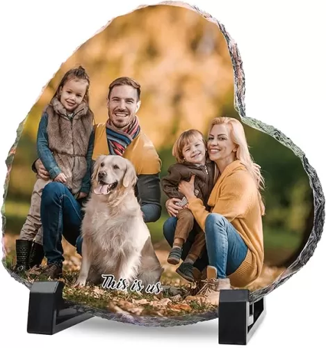 ALBK Custom Rock Slate Frame - Personalized Photo Stone Frame Plaque Birthday Gifts For Mom Dad Boyfriend for Christmas Thanksgiving Xmas Mothers Fathers Day Valentine