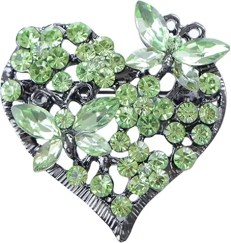 Alilang Womens Floral Silvery Tone Crystal Rhinestone Insect Butterfly Love Flower Heart Brooch Pin