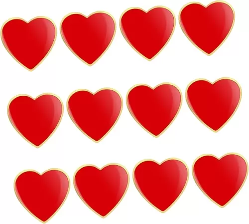 Amosfun 12pcs Heart Pins Love Heart Enamel Nurse Brooch Pins Mother Day Wedding Anniversary Party Costume Accessory