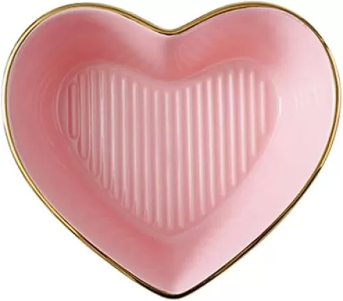 Angoily Porcelain Heart- shaped Bowls Plates Salad Bowl Fruit Bowl for Desserts Pasta Dinner Pink