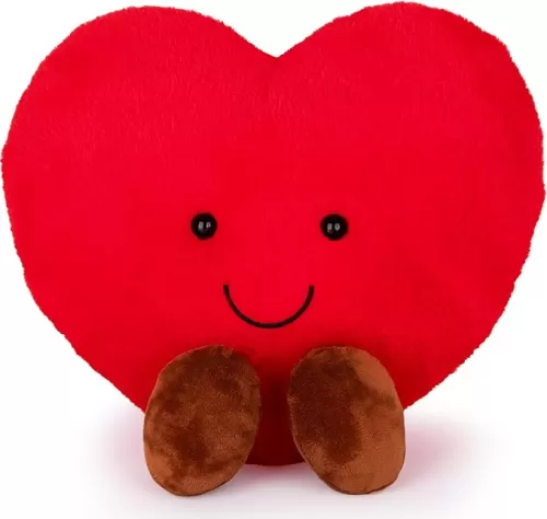 ArtCreativity Large Heart Stuffed Animal - Soft Love Heart Plush Toy with Smile and Little Brown Feet - Stuffed Red Heart Toy - I Love You Big Plush Heart Pillow - Gift for Kids, Girlfriend, Boyfriend