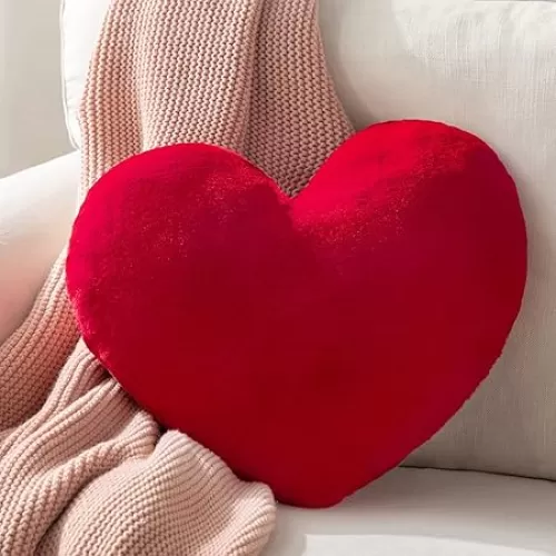 Ashler Red Heart Pillow - Faux Fur Rabbit 3D Kids
