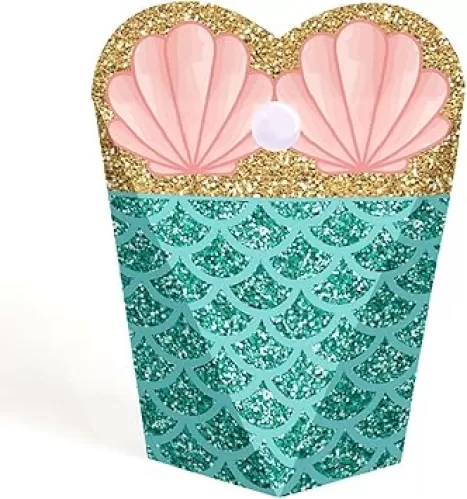 Big Dot of Happiness Let's Be Mermaids - Baby Shower or Birthday Party Favors - Gift Heart Shaped Favor Boxes for Women & Girls - Set of 12