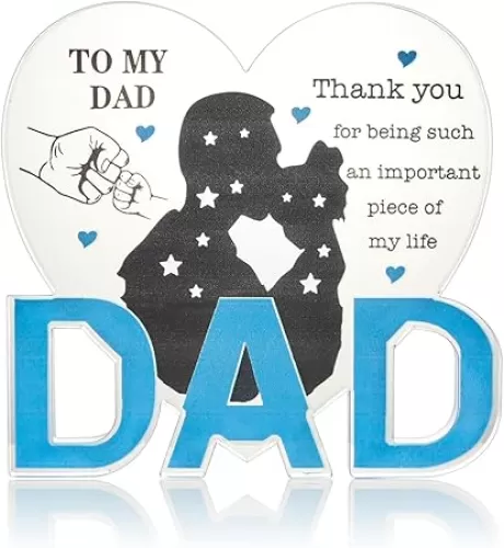 Birthday Gifts for Dad Heart Decor Dad Gifts from Daughter, Engraved Acrylic Dad Presents (Dad)