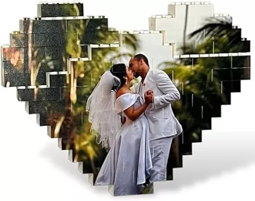 Brick Your Pic Custom Heart Shaped Photo Brick - Unique Personalized Gift for Adults Couples Family - A Fun and Romantic Way to Save Your Memories
