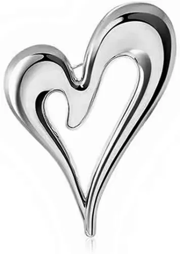 Brooch Pins Heart Silver Cute Lapel Hijab Brooches for Women Fashion Jewelry Gift