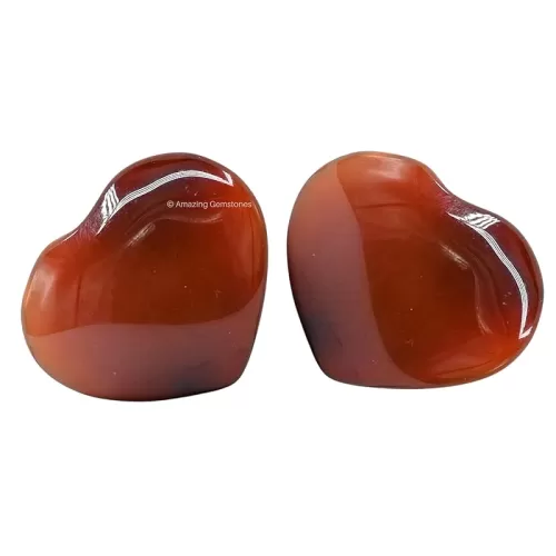 Carnelian Stone Heart - Pack of 2 Crystal Heart Stones Rocks - Corazones De Piedra Crystals and Healing Stones Heart Shaped Crystal - Stocking Stuffers Gifts