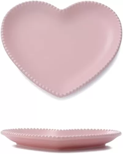 CHOOLD Elegant Ceramic Heart Shaped Dessert Plate for Kitchen Party, 7 Inch - 1 PCS