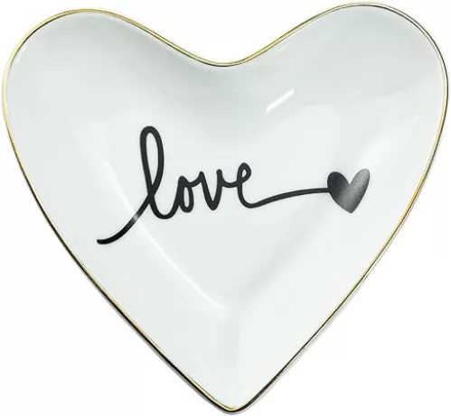 CHOOLD Original Ceramic Heart Shape Ring Dish Holder Jewelry Tray Dish Trinket Holder Jewelry Holder Home Decor Dish Wedding Birthday Xmas Gift