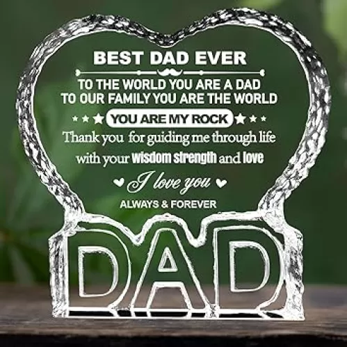 Christmas Crystal Gifts for Dad Fathers Love Gifts Heart Gifts for Dad Men from Daughter Son Heart Shaped Best Dad Ever Gifts keepsake Birthday Gifts Men Gifts Valentines