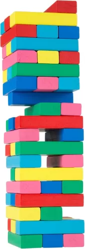 Classic Wooden Blocks Stacking Game with Colored Wood and Carrying Bag for Indoor and Outdoor Play for Adults, Kids, Boys and Girls, 48 Blocks