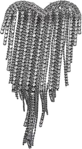 Crystal Heart Tassel Brooch Pin Sparkling Angel Wings Tassel Brooch Lapel Pins Delicate Luxury Rhine Stone Heart Love Brooch Wedding Party Dance Banquet Jewelry Mother's Day Christmas Birthday Jewelry for Women