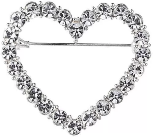 Crystal Love Heart Brooch Pin Valentine