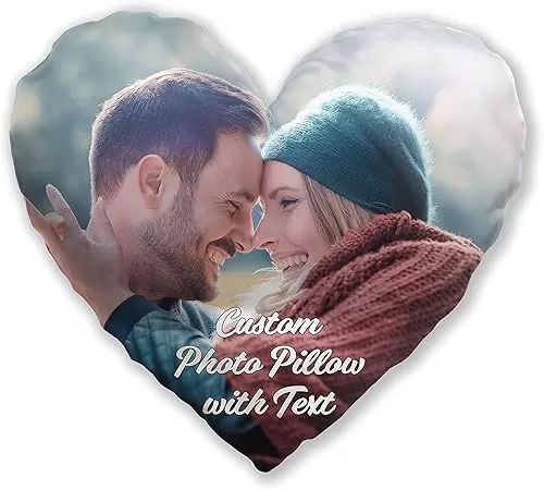 Custom Love, Couple Photo Pillow w Any Picture | Heart Shape, 16x16 - Optional Pillow Insert | Personalized Pillow Cover with Your Loved Ones - Custom Gifts w Any Picture, Couple Gifts