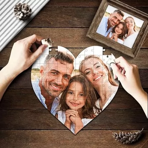 Custom Photo Jigsaw Puzzle for Adults 75 Pieces - Personalized Photo Funny Gifts Custom Love Heart Shaped Puzzles Picture Frame for Kids Father