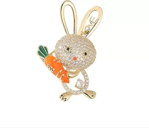 Cute Love Rabbit Crystal Small Brooch Lapel Pins for Women Teen Girls Fashion Sparkly Rhinestone Bunny Animal Brooches Pin Dress Suit Hat Bag Ceremony Clothes Accessories Easter Jewelry Gift for Daughter