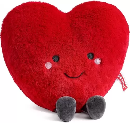 Cute Plush Red Heart Pillow Love Pillow Cushion Toy Throw Pillows Living Heart Throw Decor Pillows Microwavable Heating Pad for Women Girl Friends Valentine