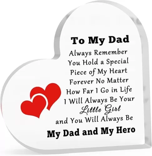Dad Gift from Daughter Son Thank You Present for Dad Heart Shaped Acrylic Decor Christmas Birthday Father