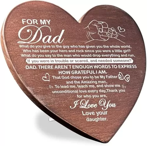 Dad Gift, Heart Shaped Wood Plaque Gift, Standable Wooden Heart Plaque, Dad Appreciation Gift, Father