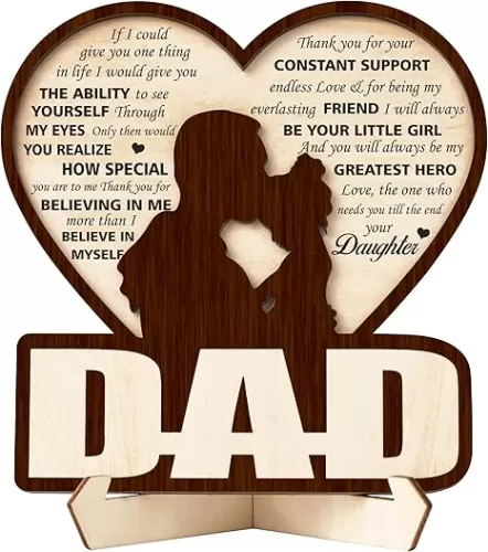 Dad Gifts from Daughter, To My Dad Plaque from daughter, To Bonus Dad Plaque – DaD plaque, Fathers Day Bonus Dad Gifts, Stepped Up Dad Gifts from Daughter or Son Heart-Shaped Keepsake To My dad, Dad Plaque