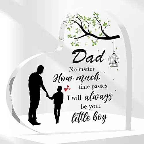 Dad Gifts from Son 3.9 Inch Heart Shape Acrylic Plaque Fathers Day Gift for Dad Dad Birthday Gifts Christmas Dad Gifts