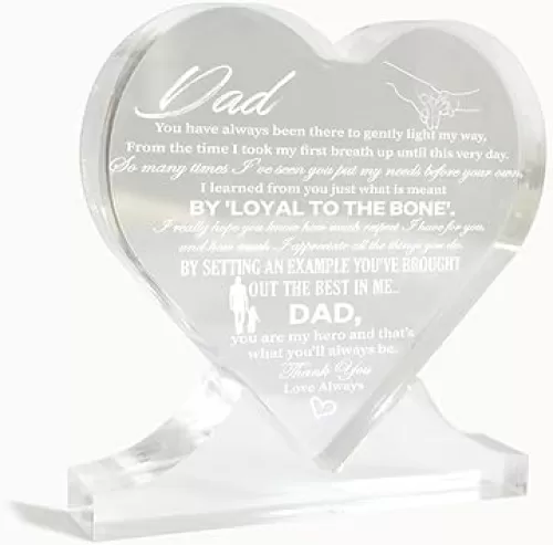 Dad Gifts, Thank You Gifts for Dad, Dad, You Are My Hero, Sentimental Gifts for Dad, Heart-Shaped Acrylic Sign, Acrylic Heart Decor Sign, Acrylic Heart Gifts, Gifts for Father