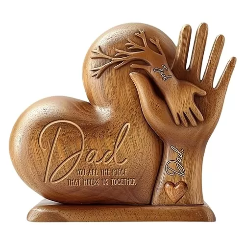 Dad You Are The Piece That Holds Us Together - Personalized Father Custom Shaped Acrylic Plaque Heart Shaped Dad & Kids Holding Hands Sign Table Desk Decoration Father