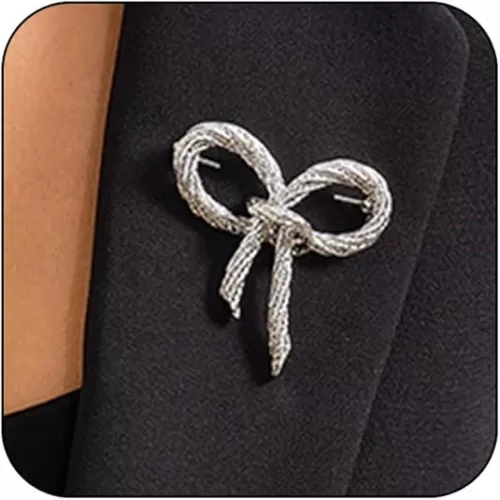 Dainty Gold Heart Bow Brooch Pins for Women, Chunky Silver Hollow Love Brooches Lapel Pin Badge Tie Brooch Valentine Jewelry Gift Costume Accessories