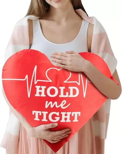 Double-Sided Heartbeat Surgery Pillow - Heart Shaped Surgery Pillow for After Open Heart Surgery Coughing Post Surgery Must Haves Funny Recovery Items (Red)